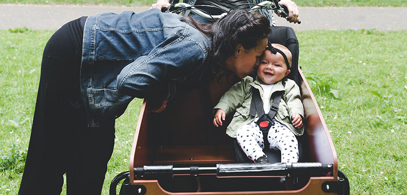 fietsen met baby in de bakfiets